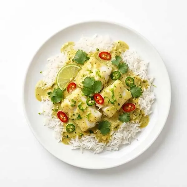 Coconut Lime Fish Curry with Steamed Basmati Rice